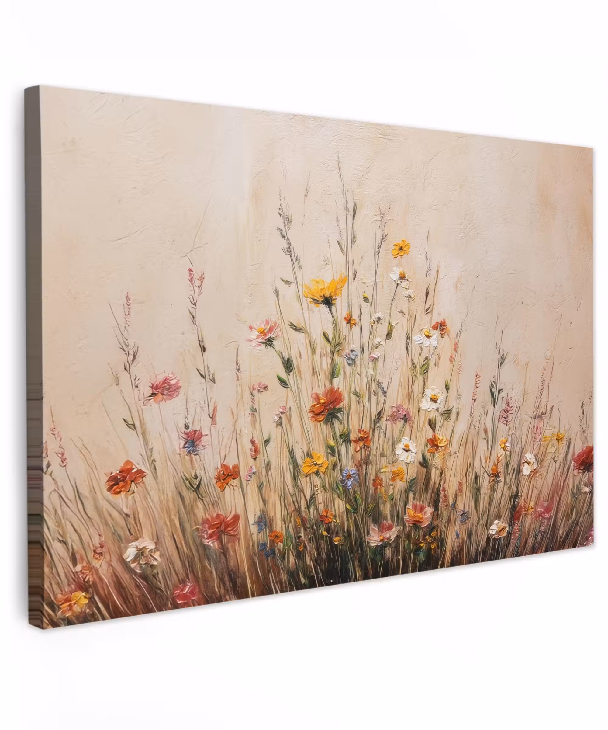Canvas schilderij - Wilde bloemen - Penseelstreken - Rustgevend