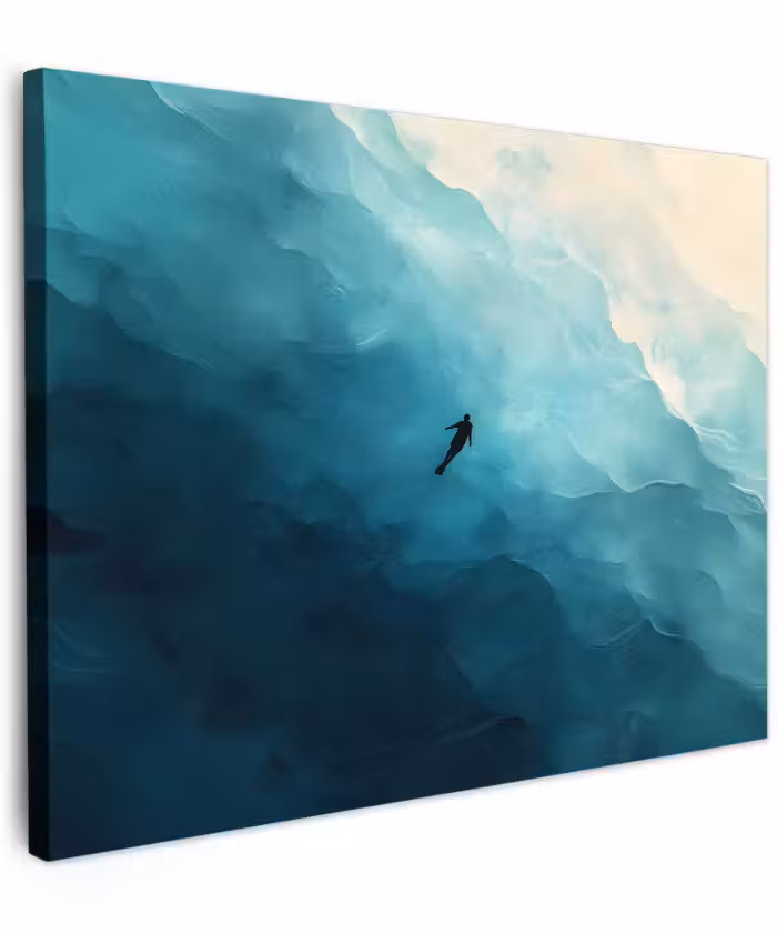 Canvas schilderij - Zee - Silhouet - Abstract - Blauw