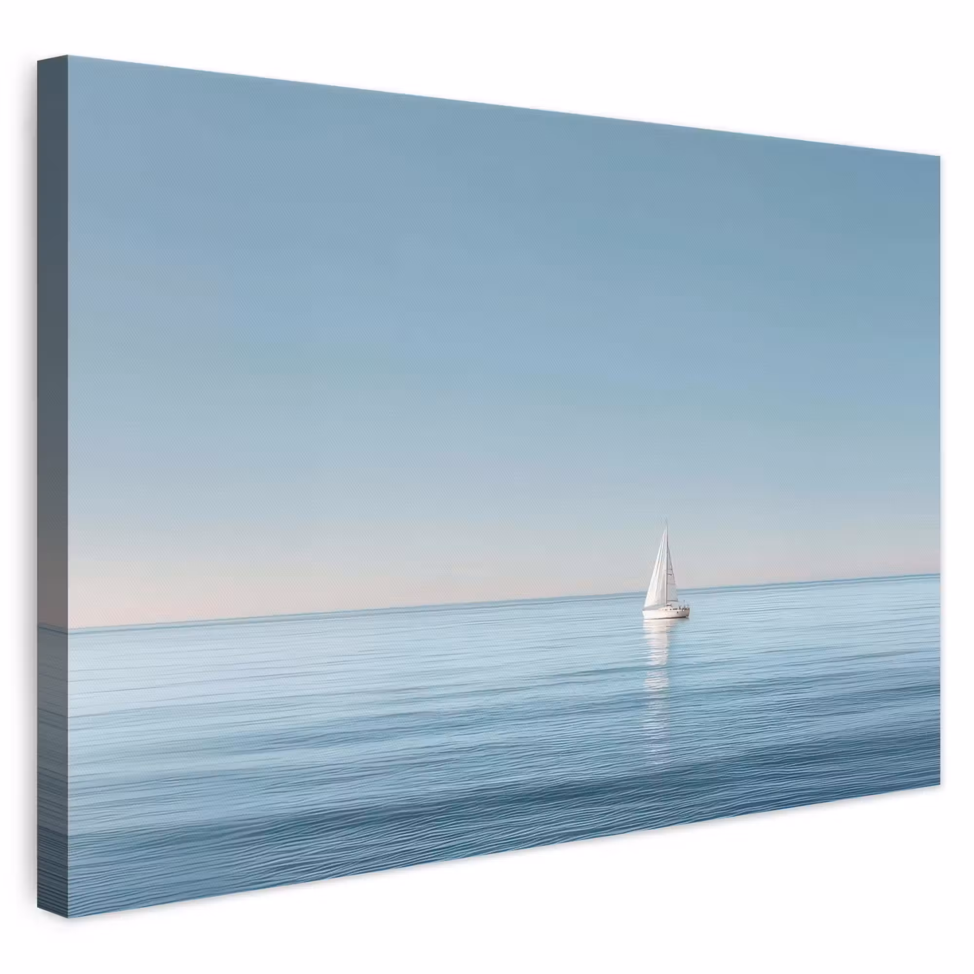 Canvas schilderij - Zeilbootje - Kalme zee - Helderblauwe hemel