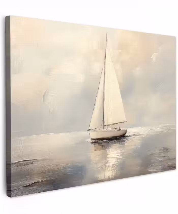 Canvas schilderij - Zeilschip - Zee - Bewolkt