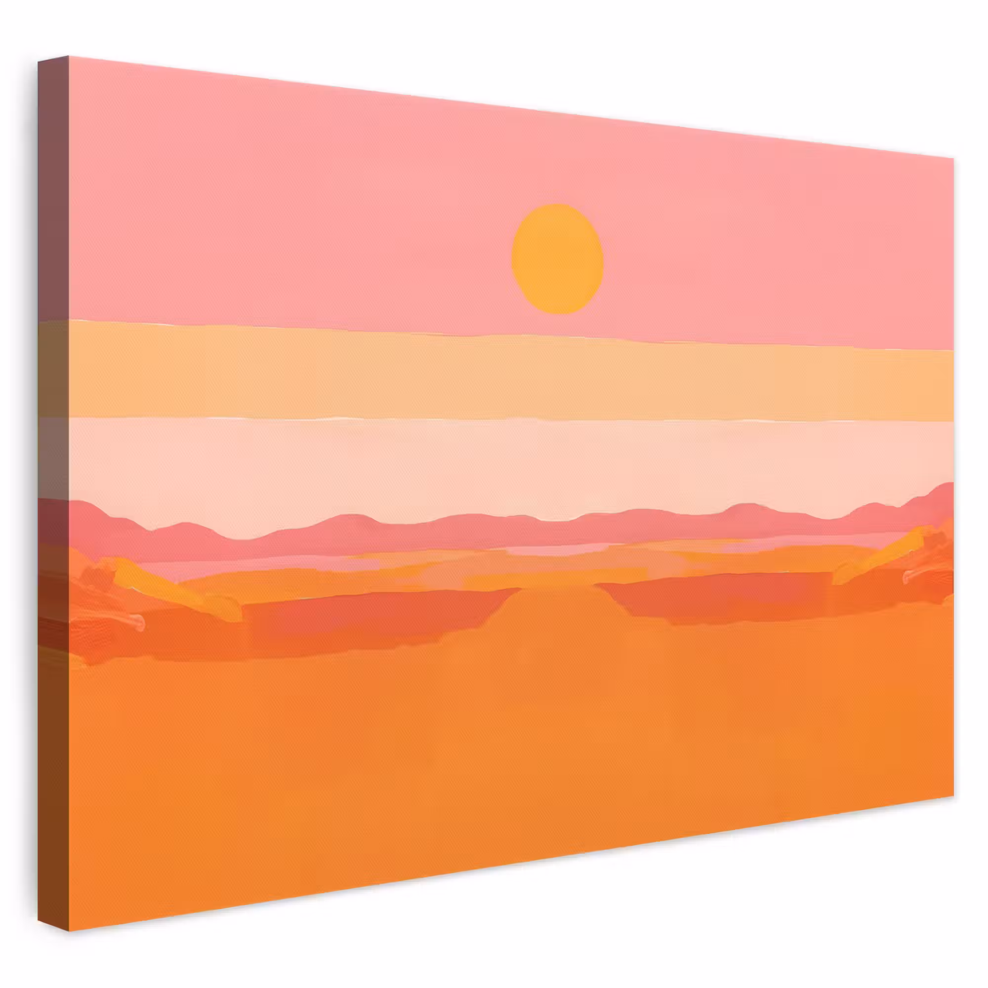 Canvas schilderij - Zon - Abstract - Landschap - Oranje