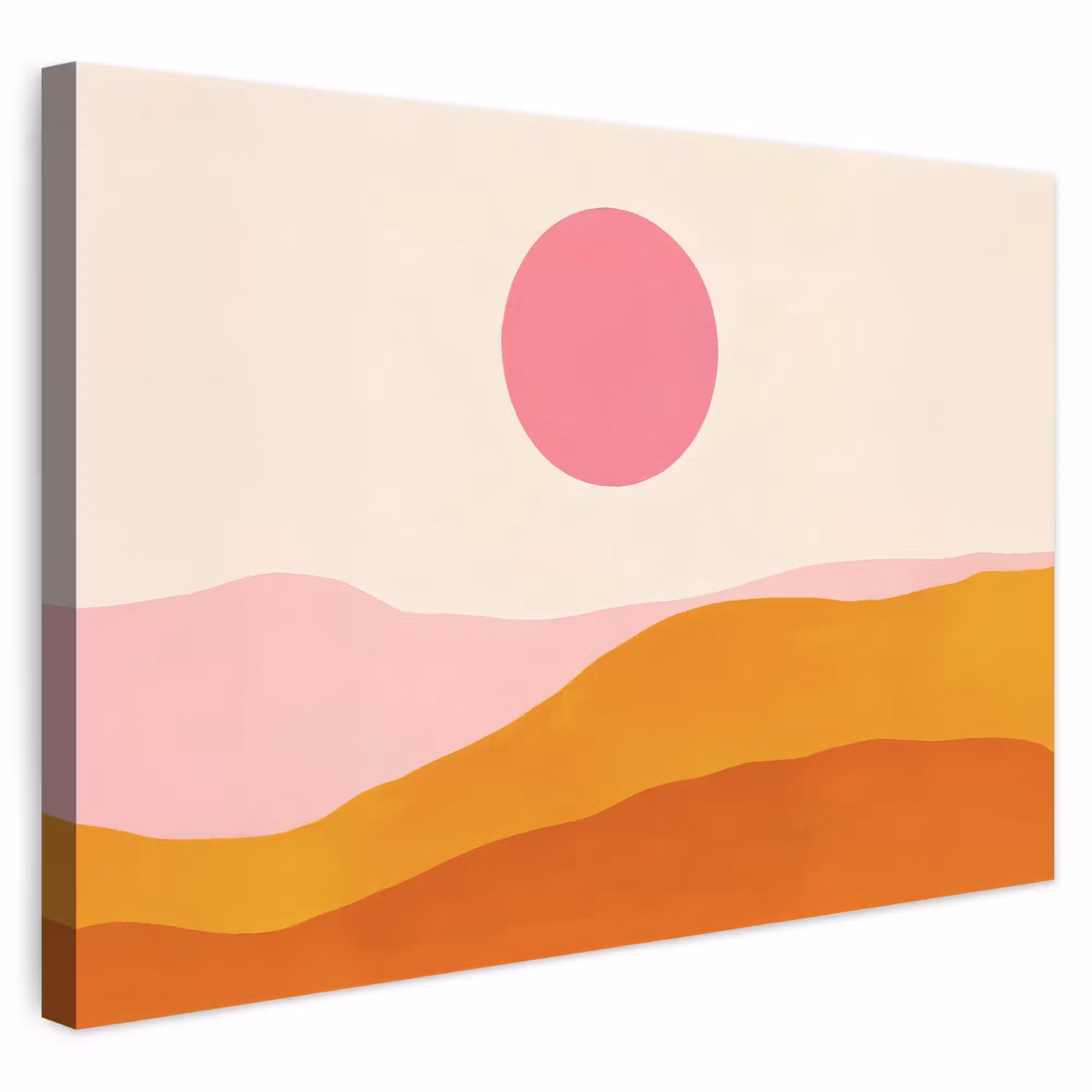 Canvas schilderij - Zon - Heuvels - Abstract - Roze