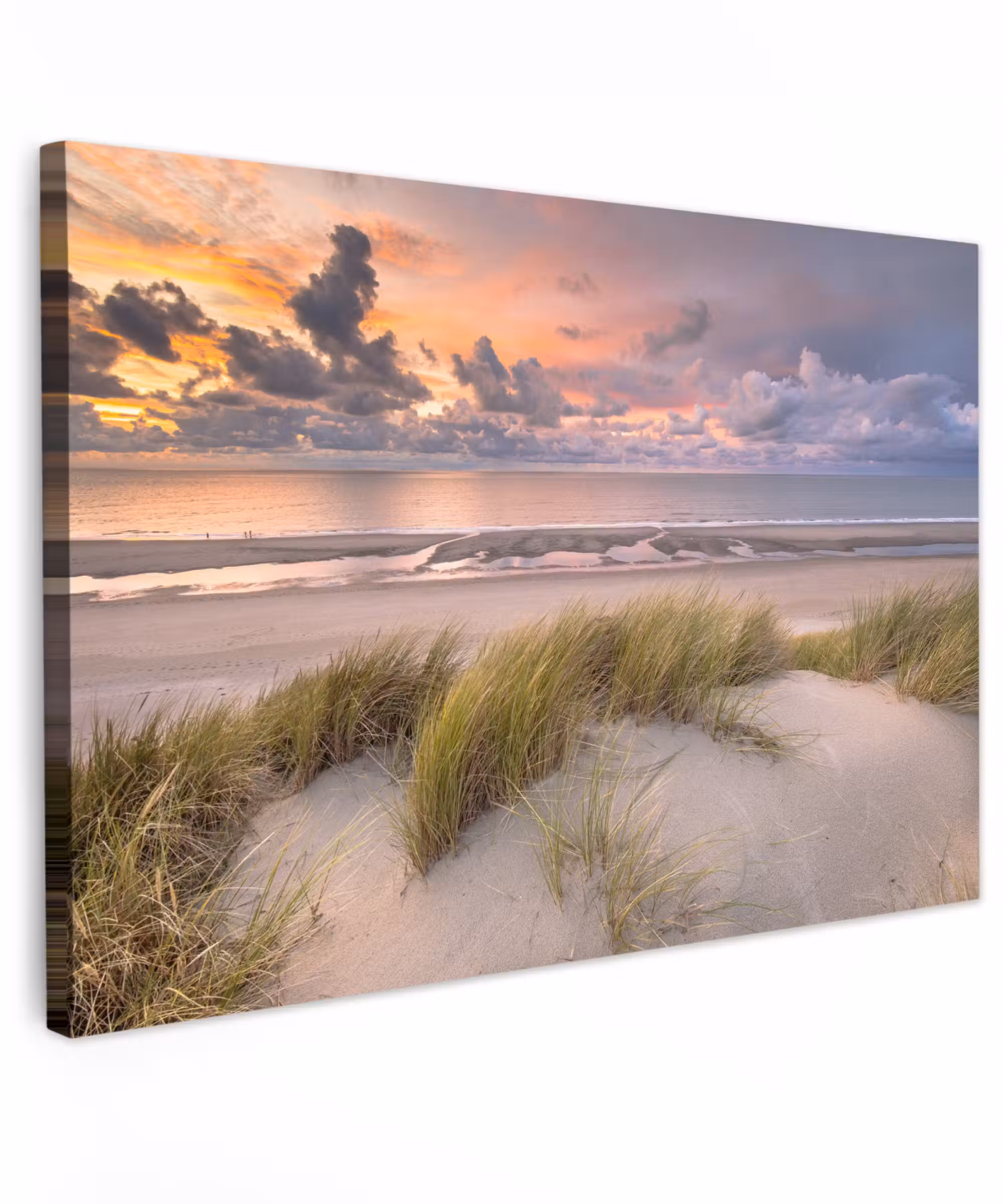 Canvas schilderij - Zonsondergang - Duin - Strand - Planten - Zee