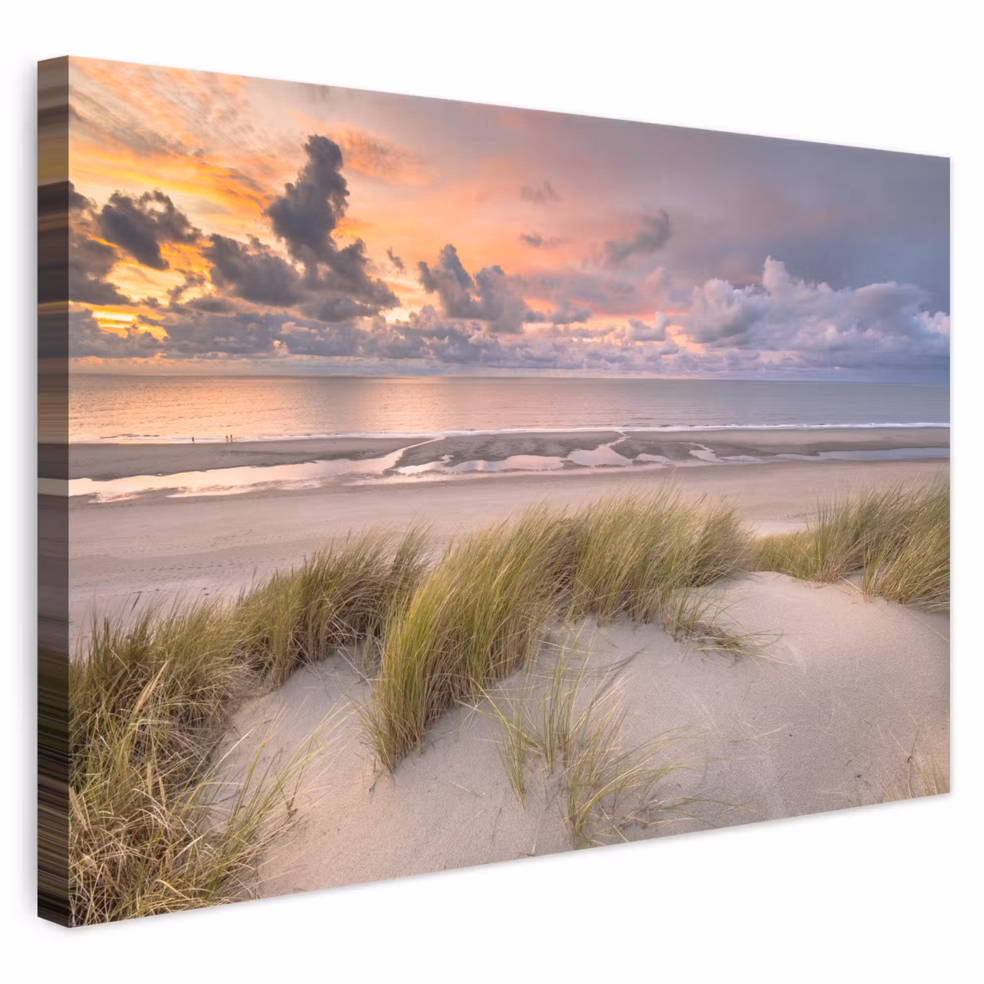 Canvas schilderij - Zonsondergang - Duin - Strand - Planten - Zee