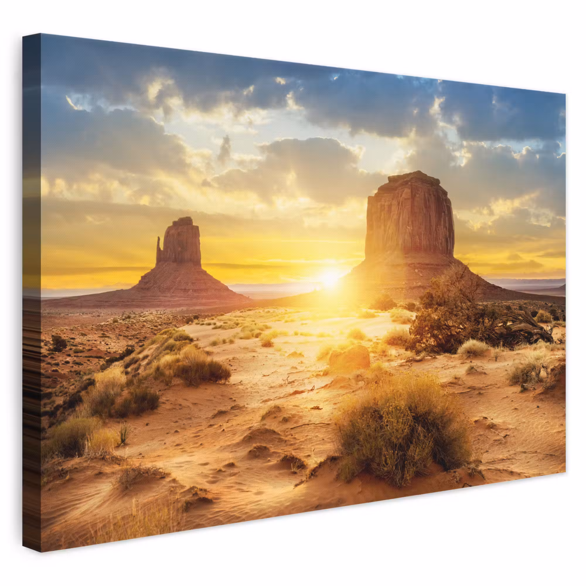 Canvas schilderij - Zonsondergang - Rots - Landschap - Horizon