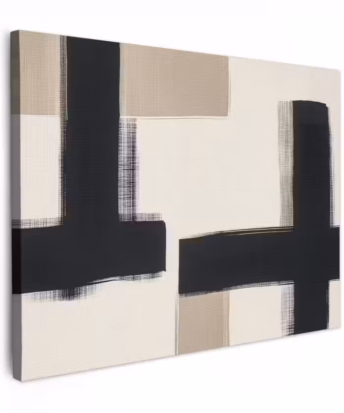Canvas schilderij - Zwart - Abstract - Japandi