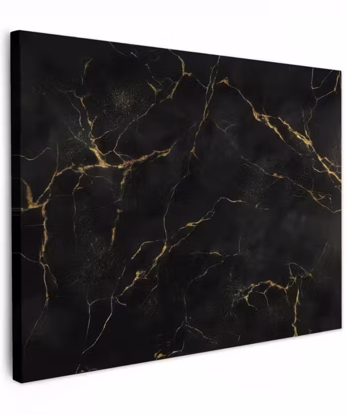 Canvas schilderij - Zwart marmer - Gouden aders - Klassiek