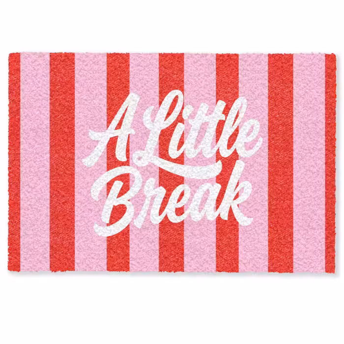 Deurmat - A Little Break - Strepen - Rood - Roze