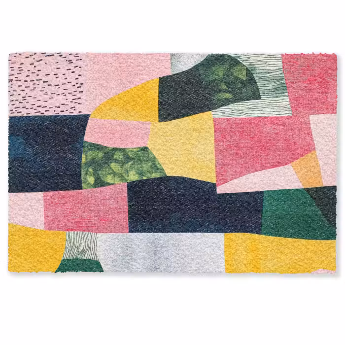 Deurmat - Abstract - Roze - Lappen - Vormen - Geel
