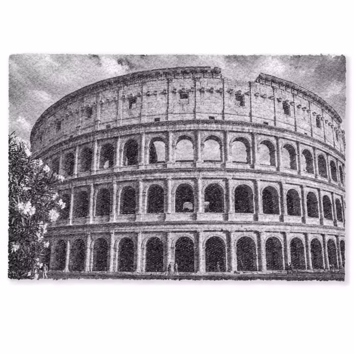 Deurmat - Architectuur - Colosseum - Rome - Historisch - Zwart-wit