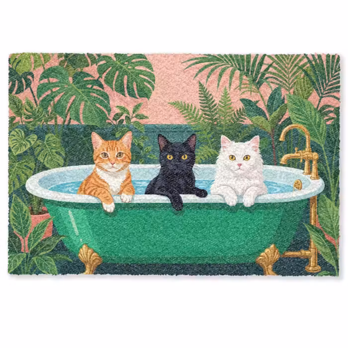 Deurmat - Badkamer - Kattenparade - Kleurrijk