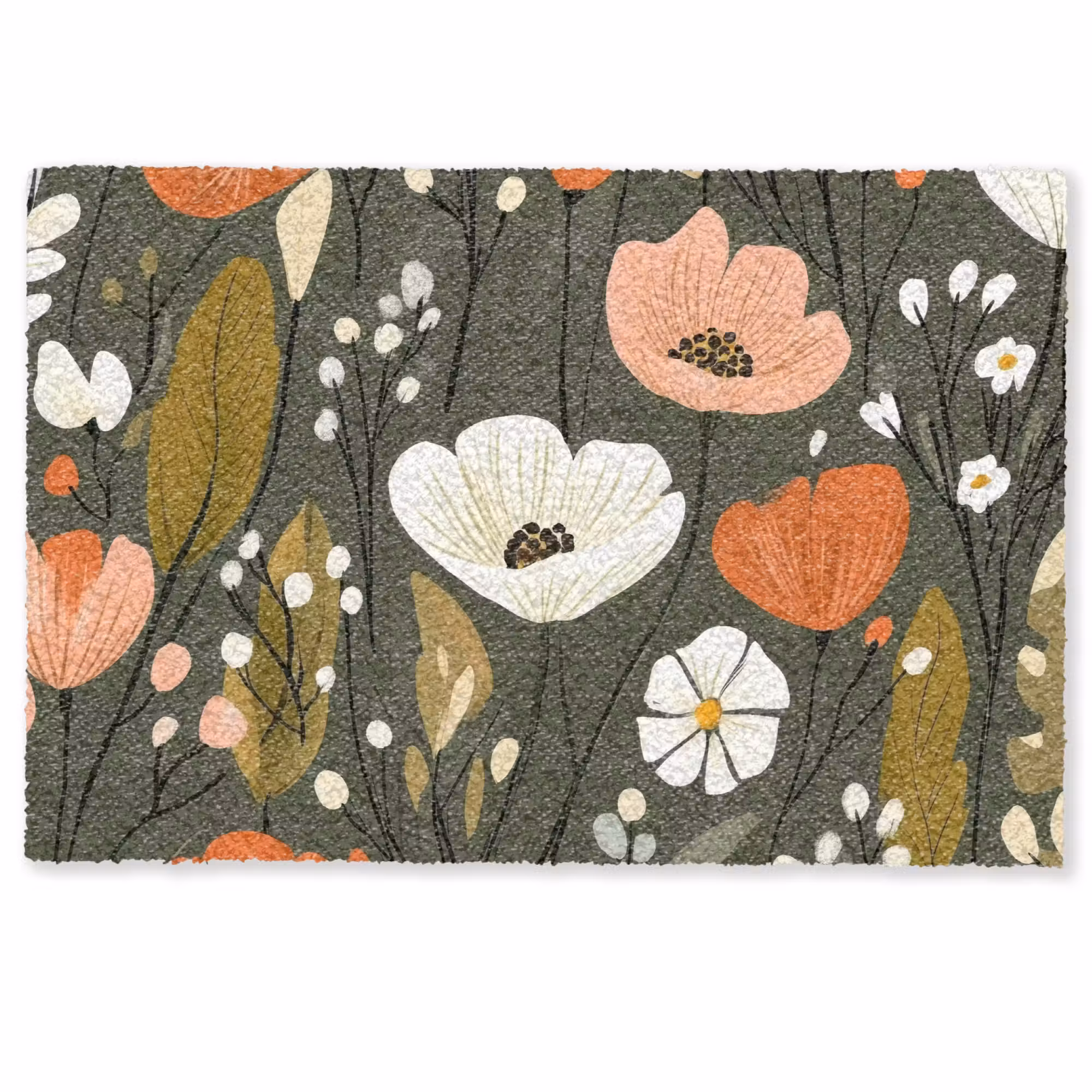 Deurmat - Bloemen - Illustratie - Groen