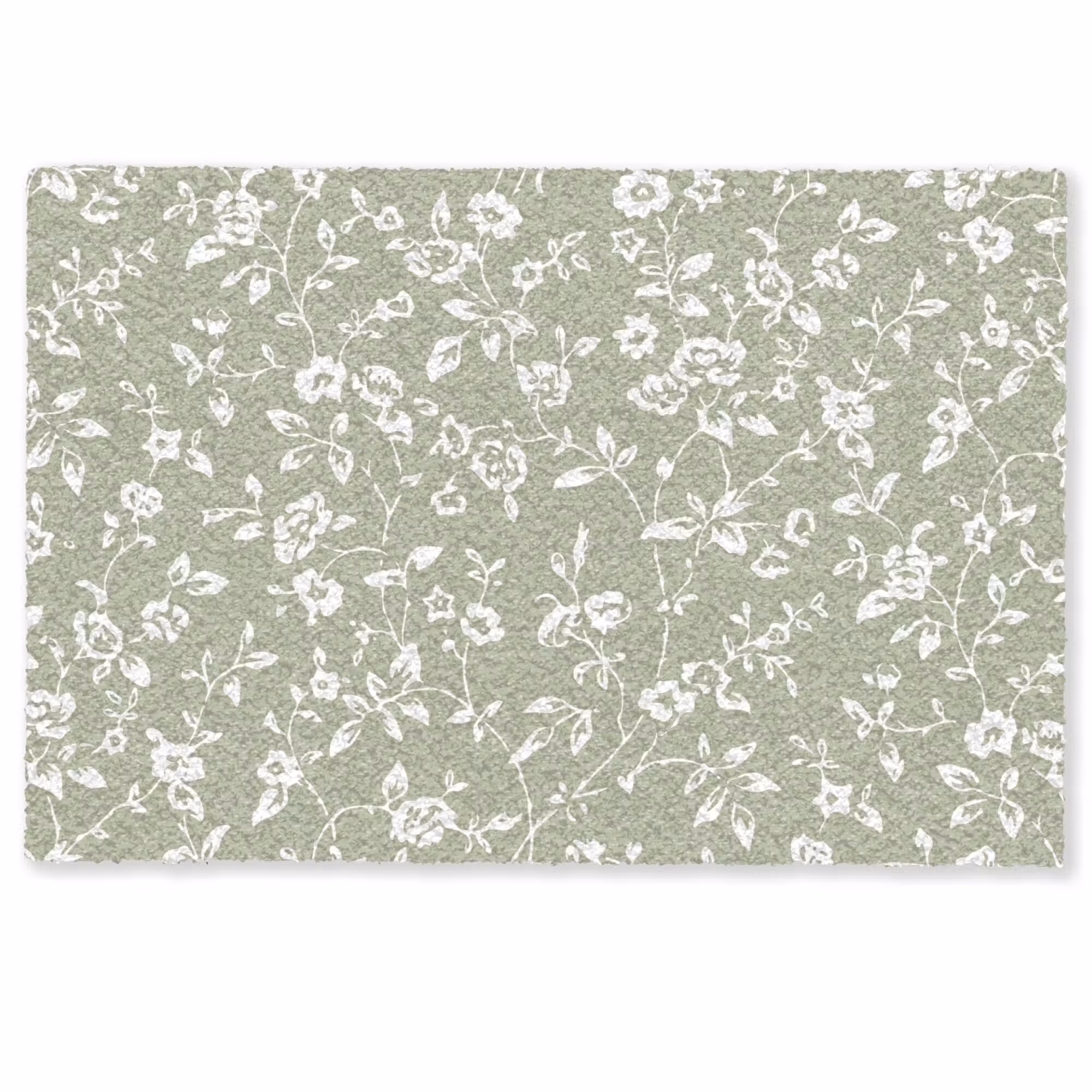 Deurmat - Bloemen - Print - Groen - Wit