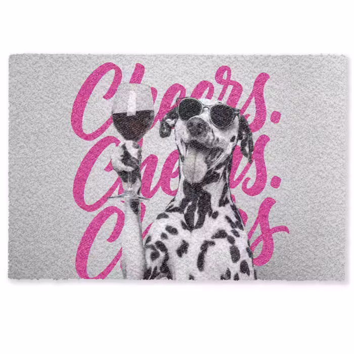Deurmat - Cheers - Hond - Roze - Wijn