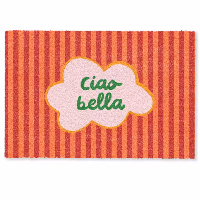 Deurmat - Ciao bella - Tekstwolk - Strepen - Oranje