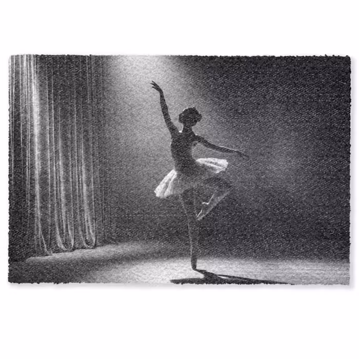 Deurmat - Danser - Podium - Zwart-wit - Kunst - Klassiek