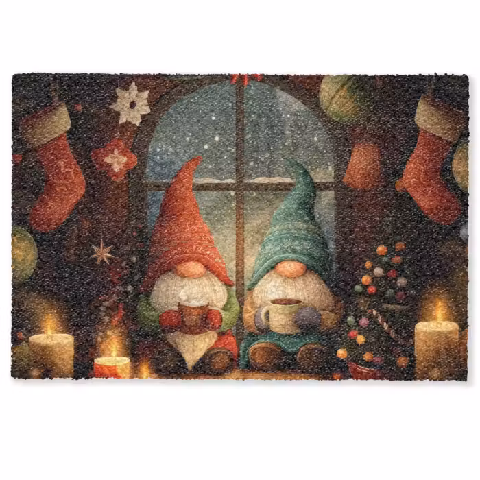 Deurmat - Gnooms - Kerst - Raam - Kleurrijk
