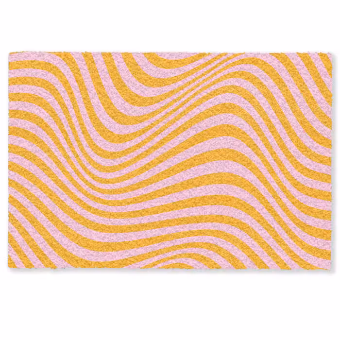 Deurmat - Golvend patroon - Oranje - Roze - Lijnen