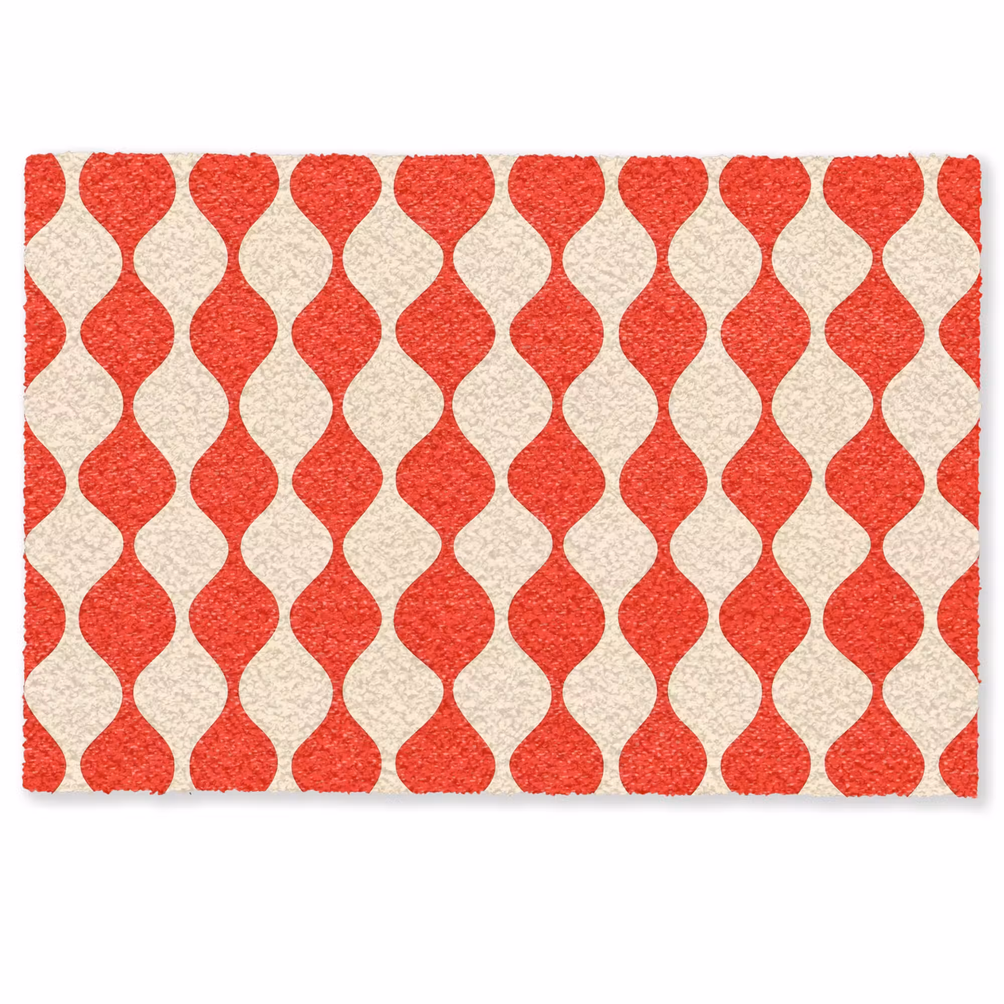 Deurmat - Golvend patroon - Retro - Rood - Beige