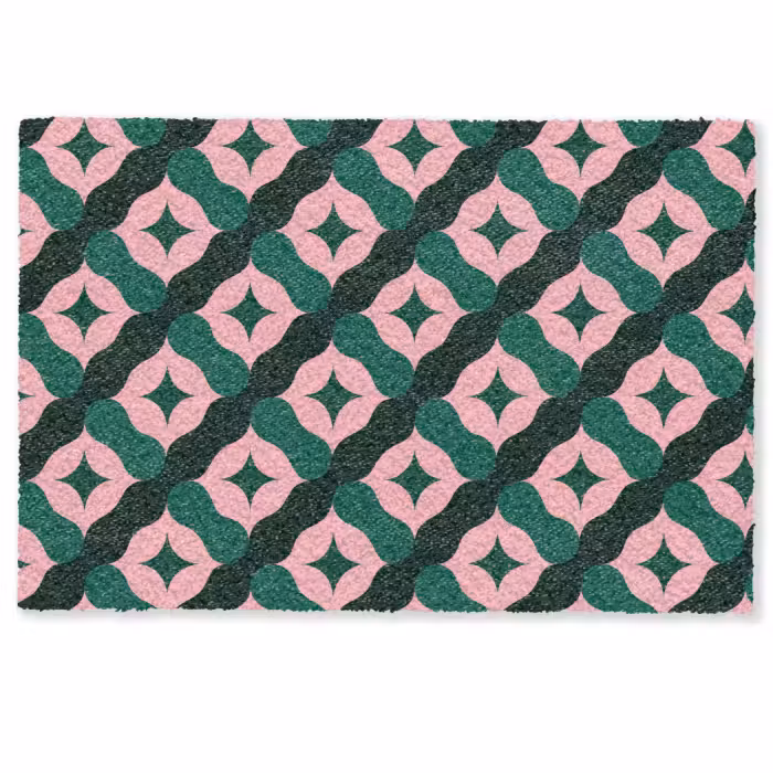 Deurmat - Groen - Roze - Retro - Sterren