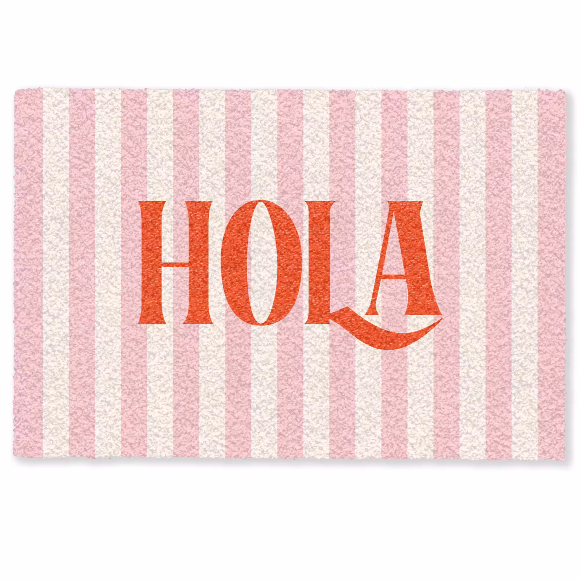 Deurmat - Hola - Quote - Strepen - Pastel - Roze - Rood - Wit