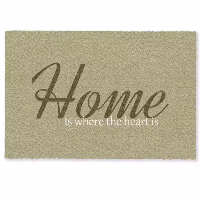 Deurmat - Home is where the heart is - Quote - Groen
