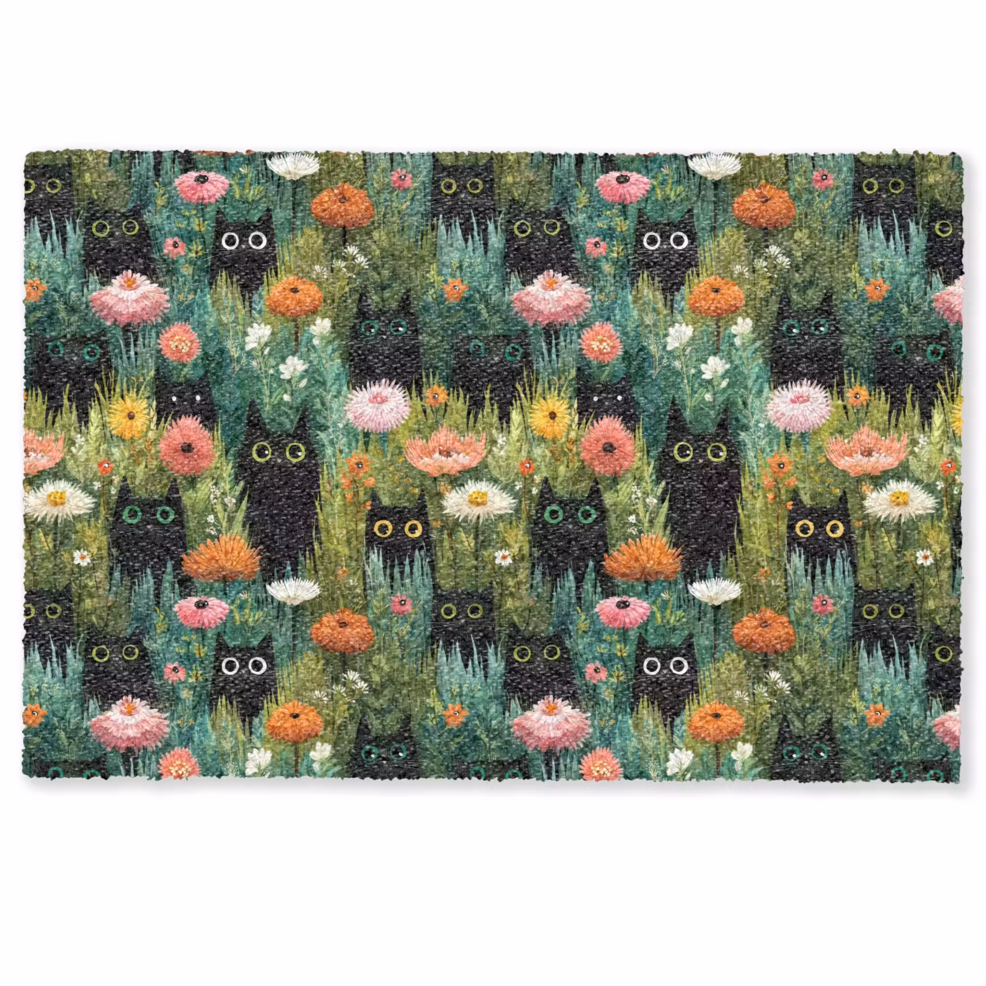 Deurmat - Katten - Bloemen - Kleurrijk