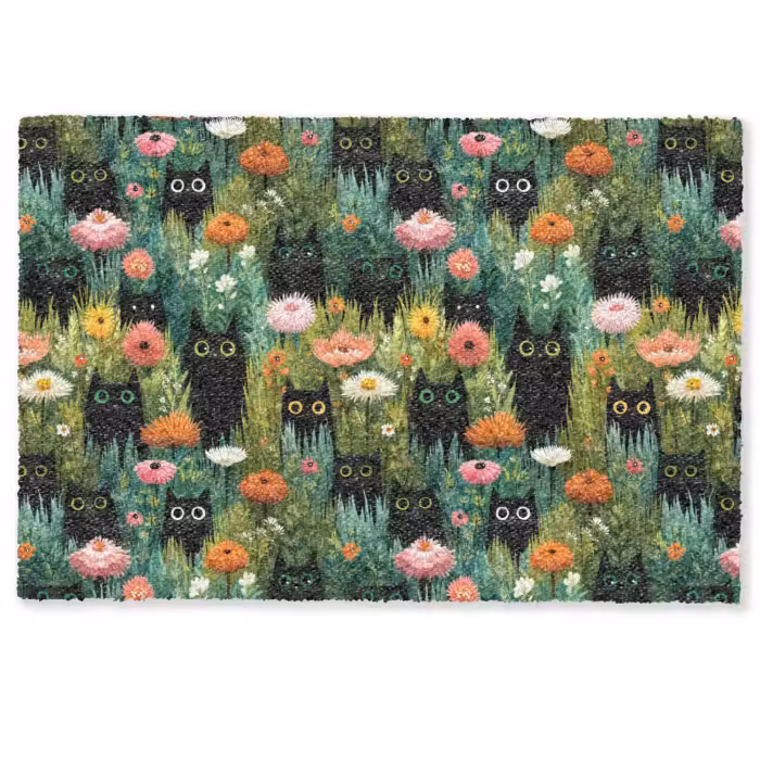Deurmat - Katten - Bloemen - Kleurrijk