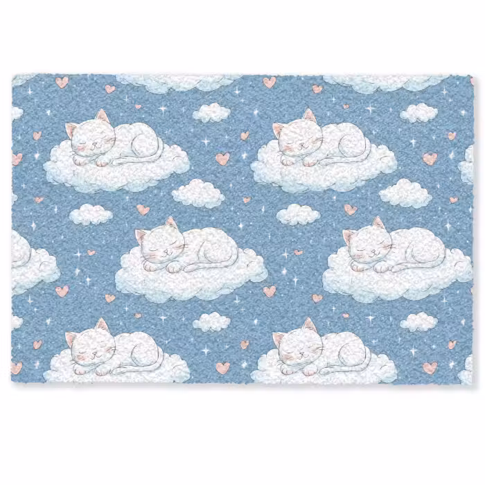 Deurmat - Kitten - Wolken - Blauw