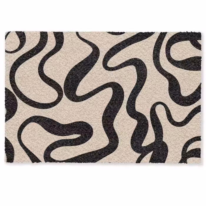 Deurmat - Lijnen - Zwart - Beige - Abstract - Minimalistisch