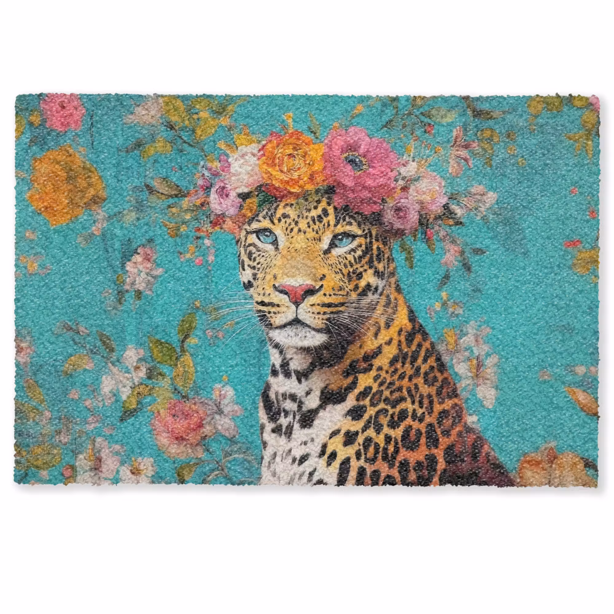Deurmat - Luipaard - Bloemen - Kroon