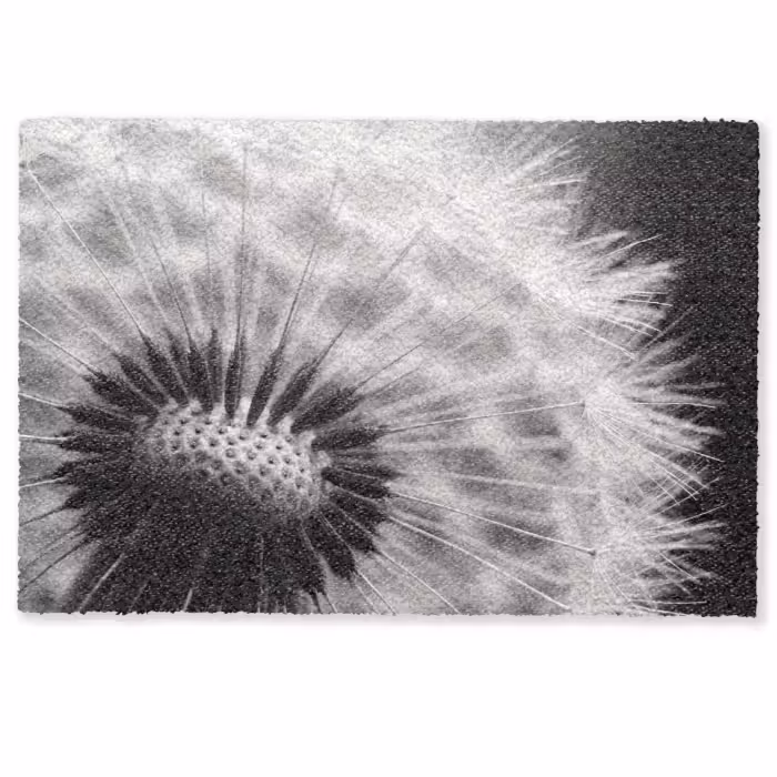 Deurmat - Paardenbloem - Zwart - Wit