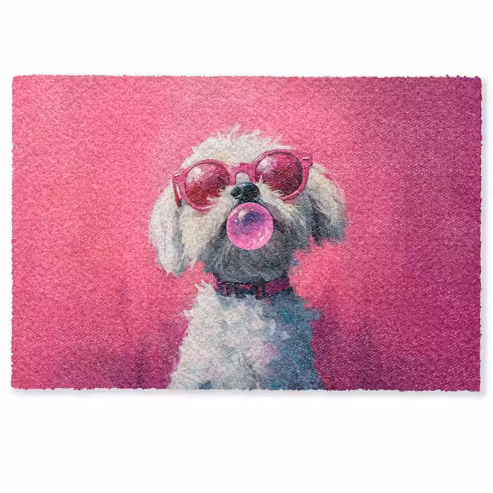 Deurmat - Pink - Hond - Bubbel