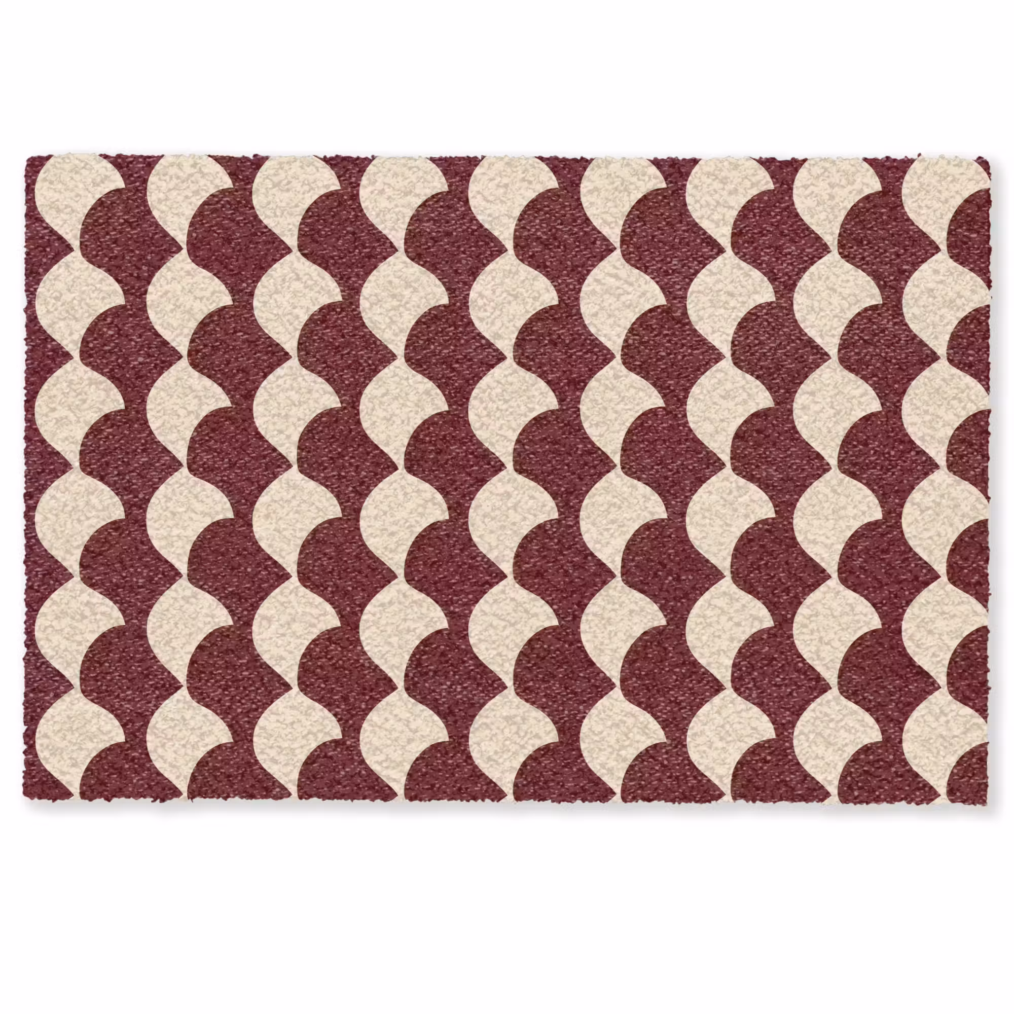 Deurmat - Rood - Tegelpatroon - Crème
