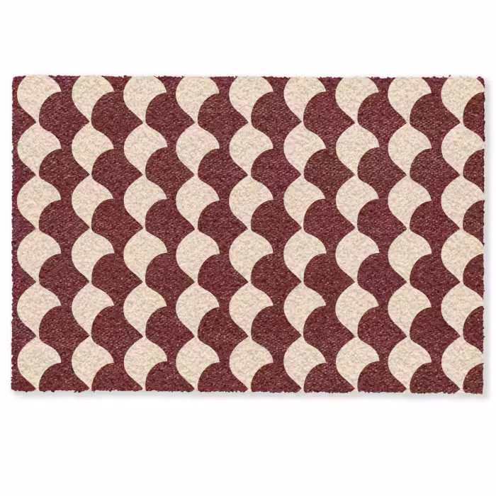 Deurmat - Rood - Tegelpatroon - Crème