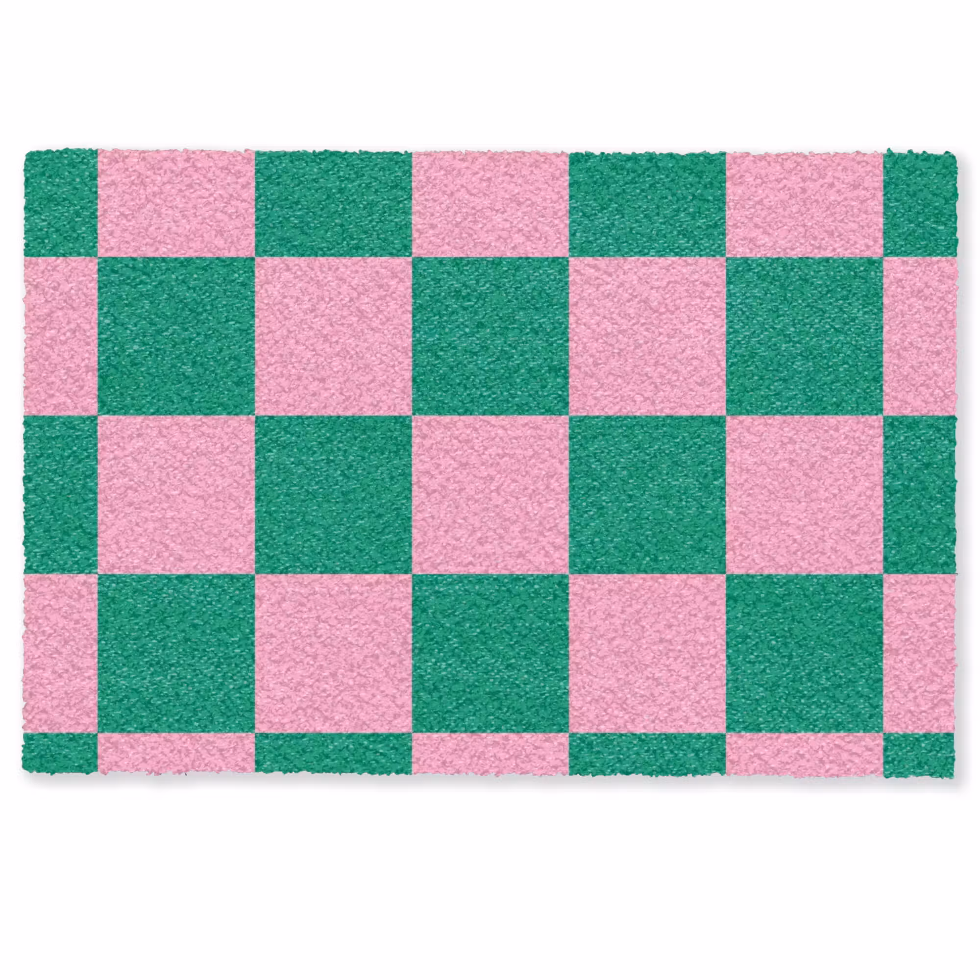 Deurmat - Schaakbord patroon - Groen - Roze - Blokjes