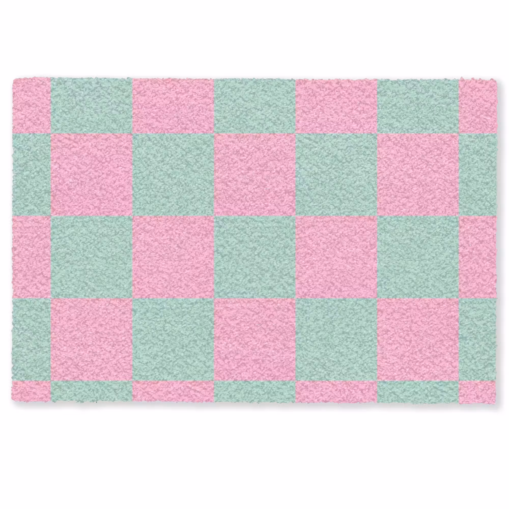 Deurmat - Schaakbord patroon - Groen - Roze - Blokjes
