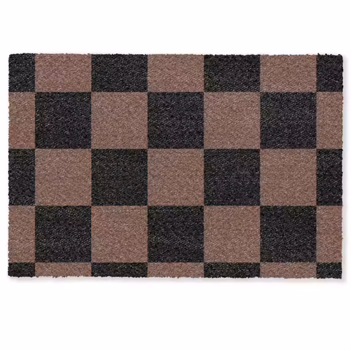 Deurmat - Schaakbord print - Bruin - Zwart - Blokjes