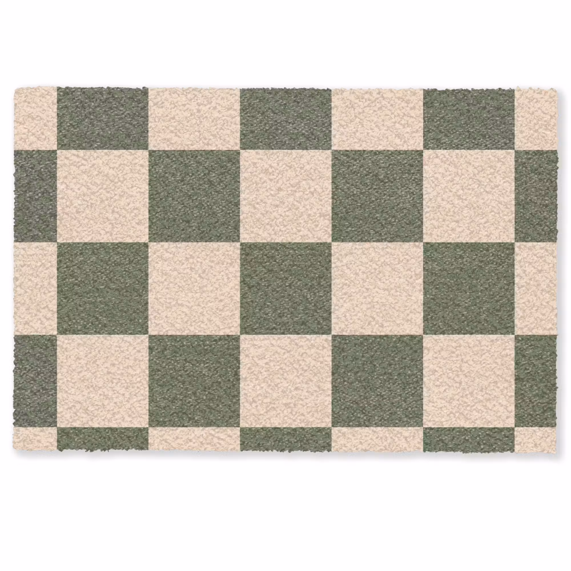 Deurmat - Schaakbord print - Groen - Beige - Blokjes