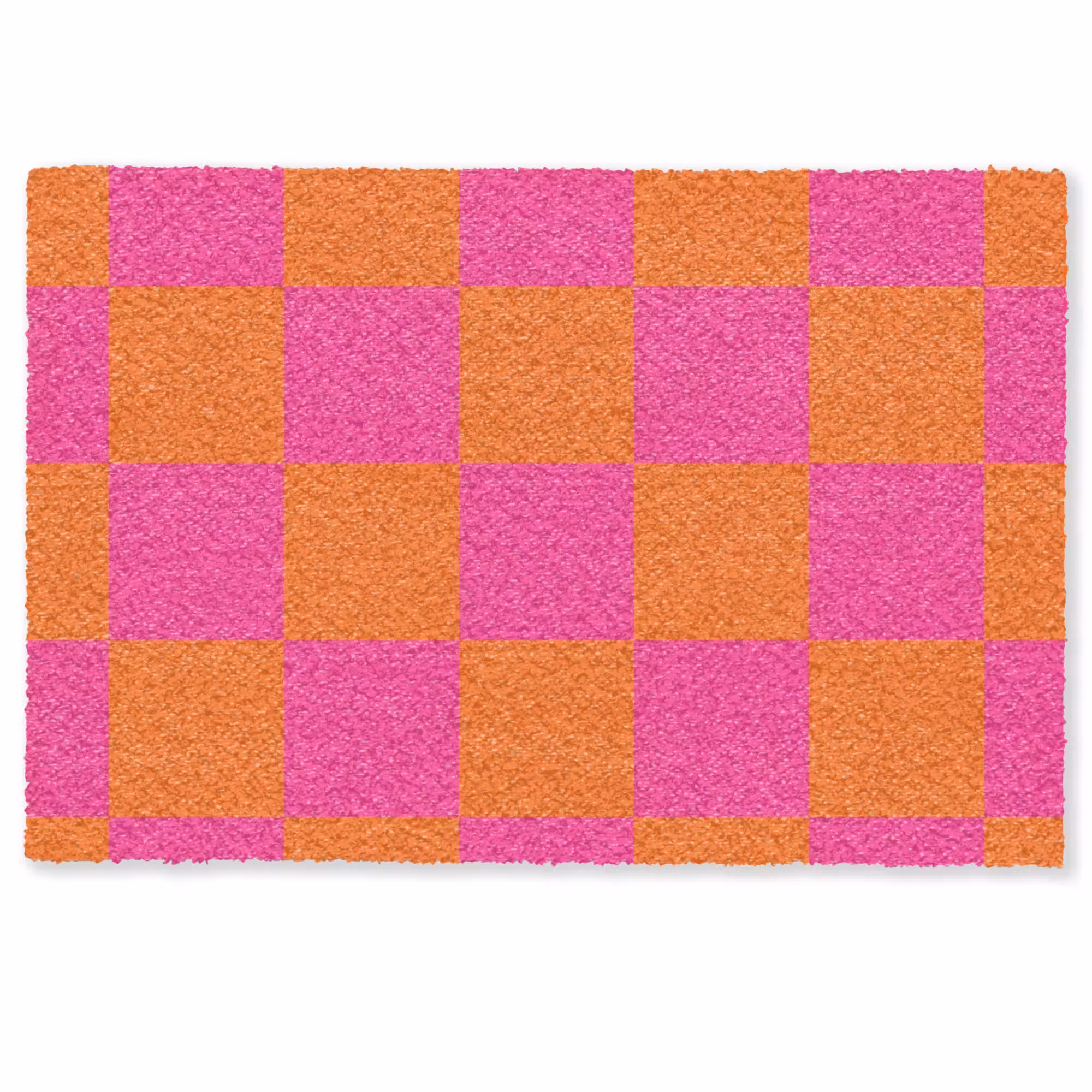 Deurmat - Schaakbord print - Oranje - Roze - Blokjes
