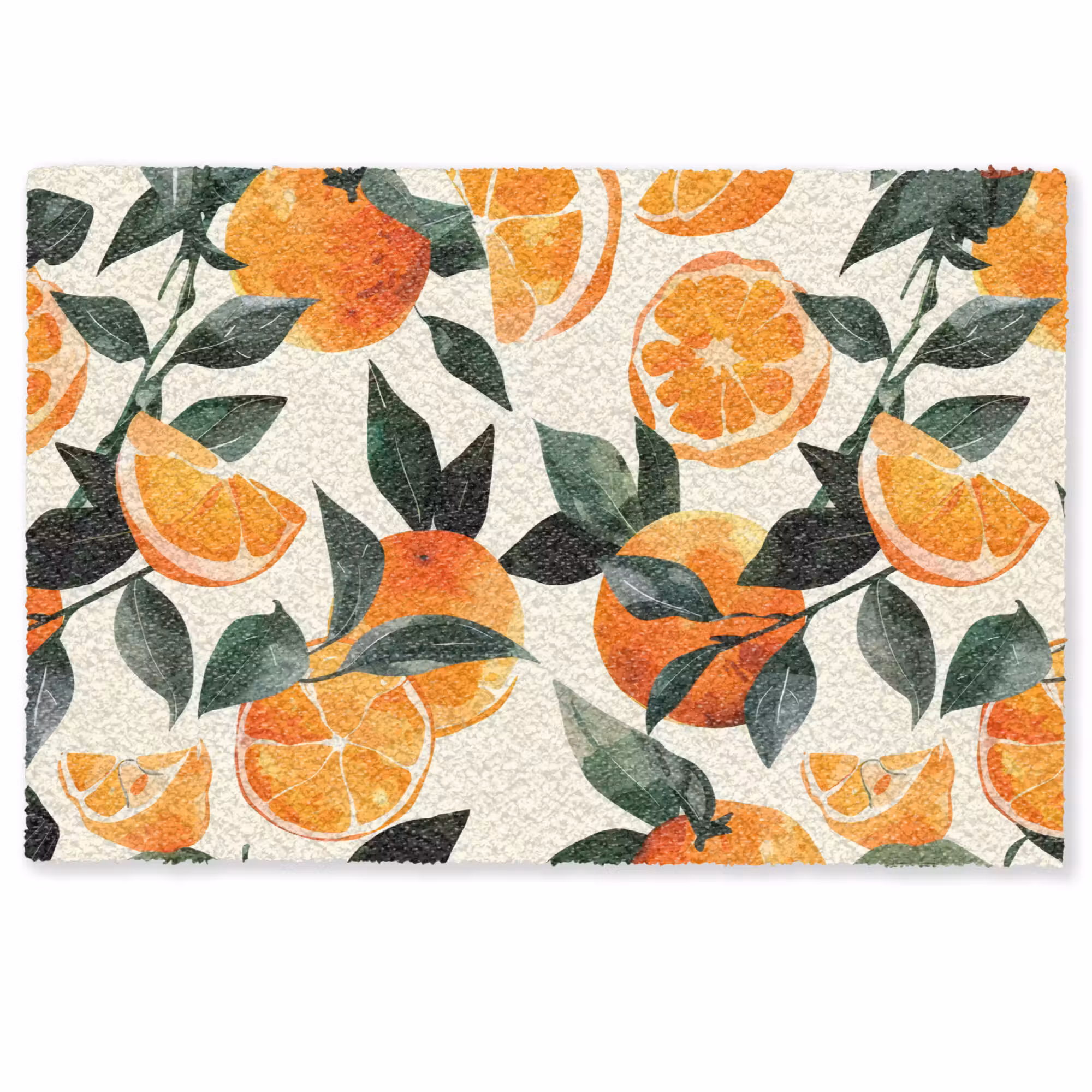 Deurmat - Sinaasappels - Vruchten - Bladeren - Oranje - Groen - Beige