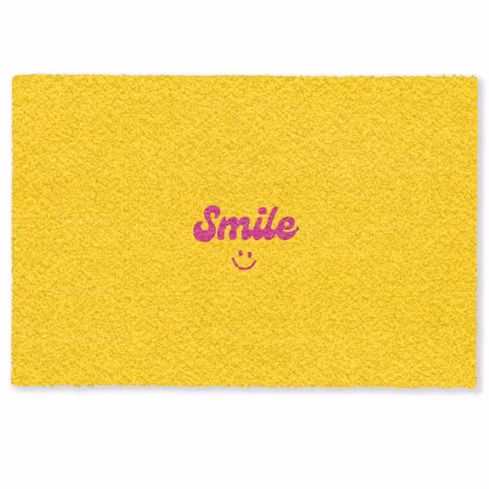 Deurmat - Smile - Geel - Roze