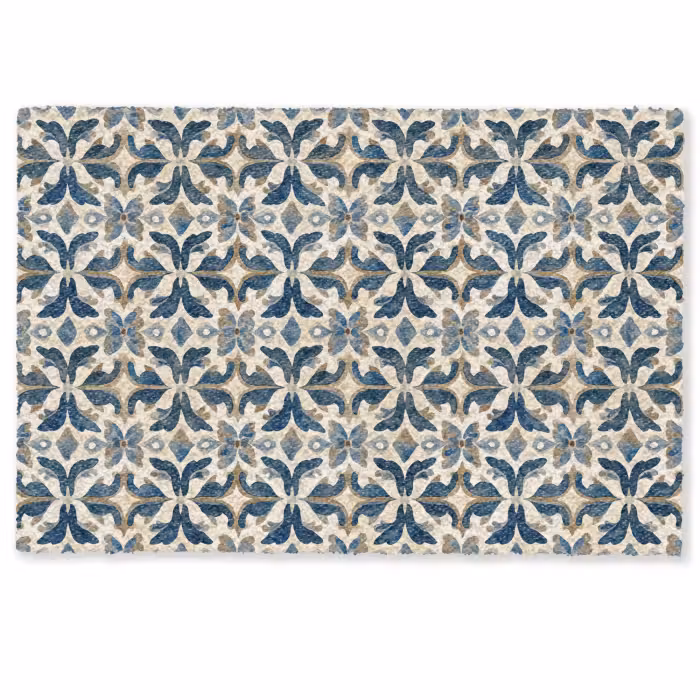 Deurmat - Tegel - Patroon - Blauw - Beige