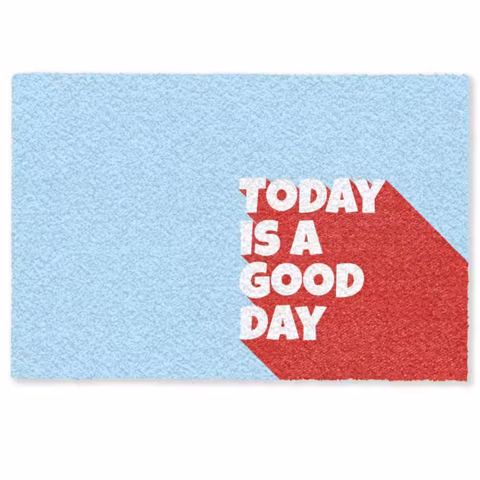 Deurmat - Today is a good day - Rood - lichtblauw