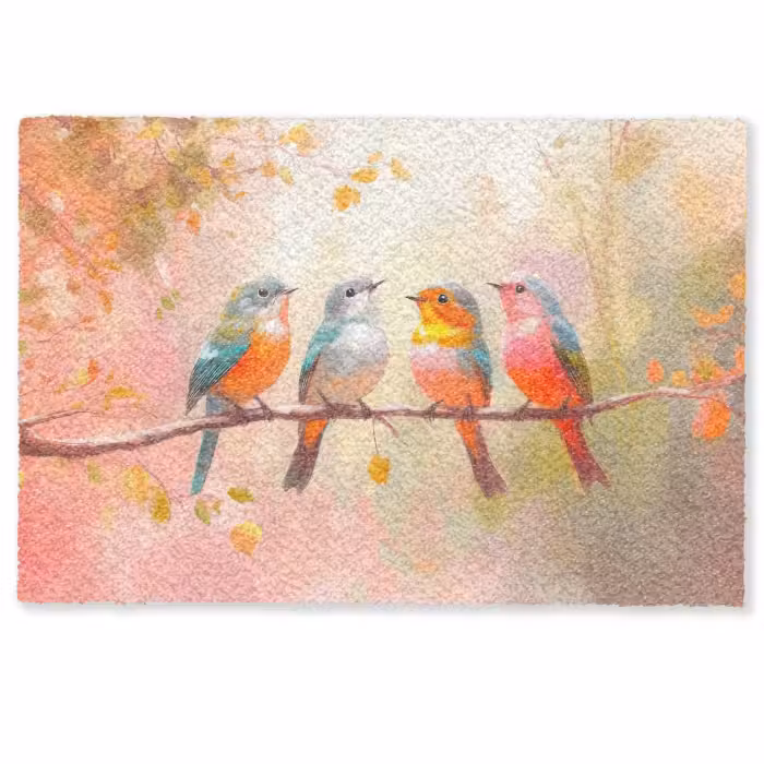 Deurmat - Vogels - Kleurrijk - Tak