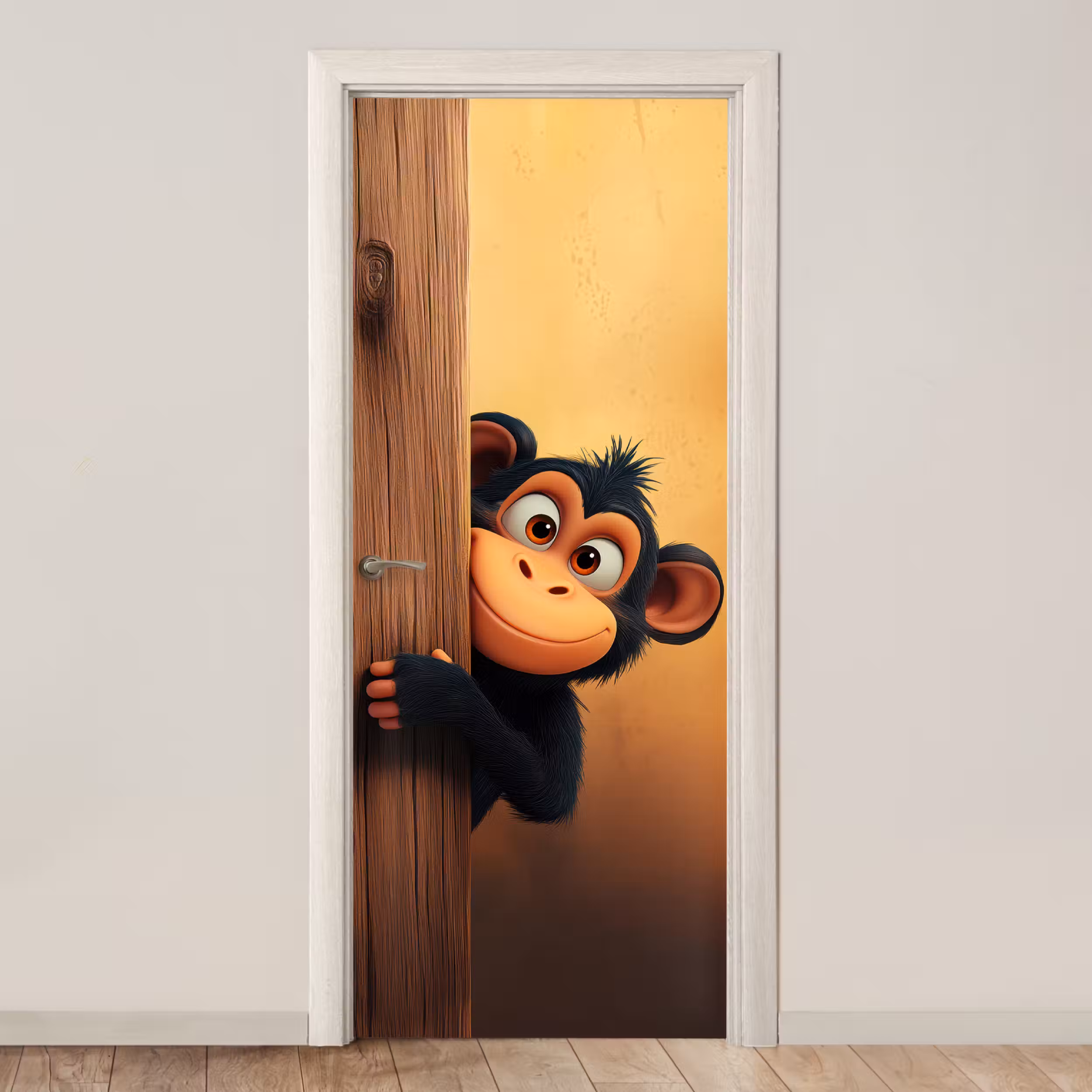 Deursticker - Aap - Dieren - Animatie - Deur