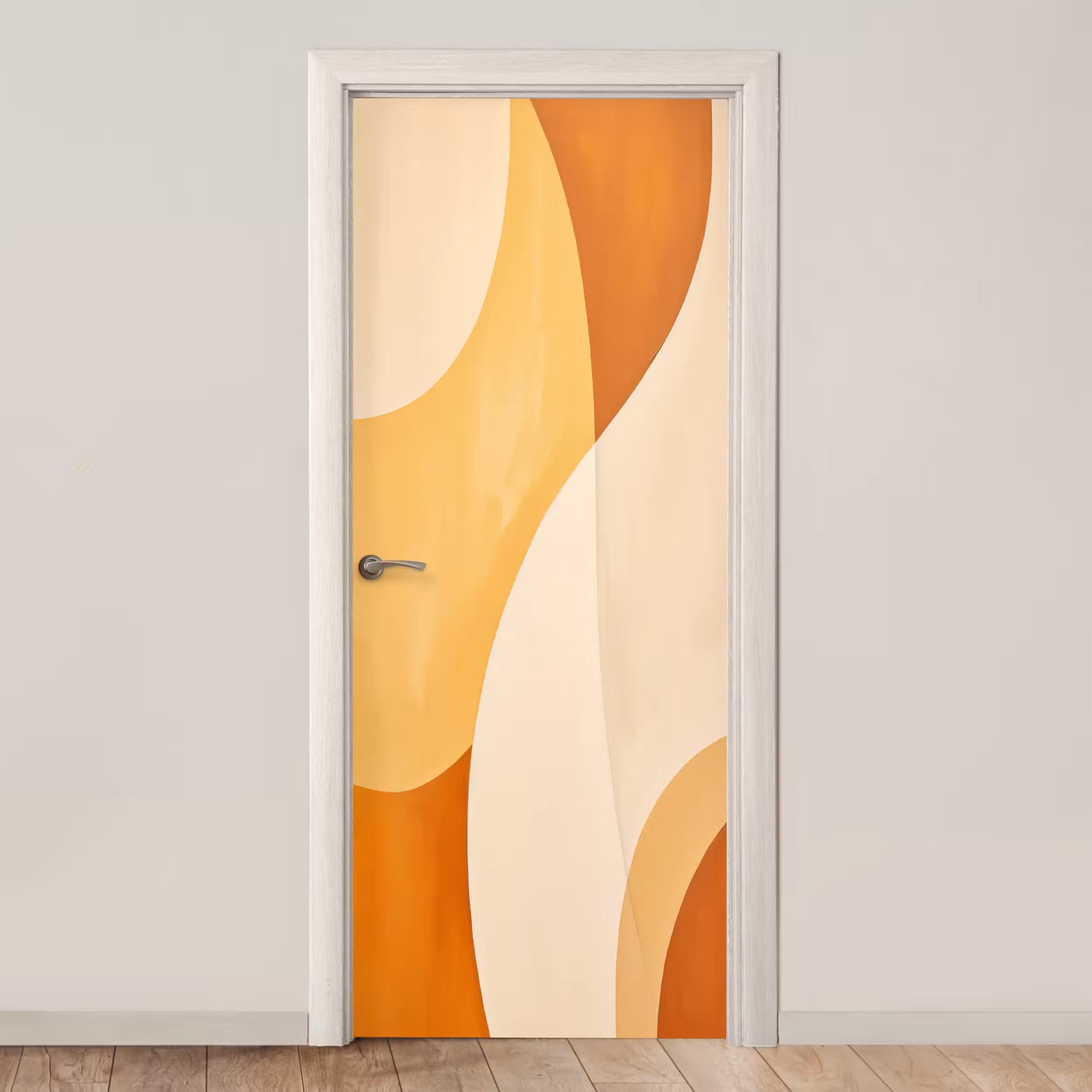Deursticker - Abstract - Patroon - Modern - Beige - Oranje