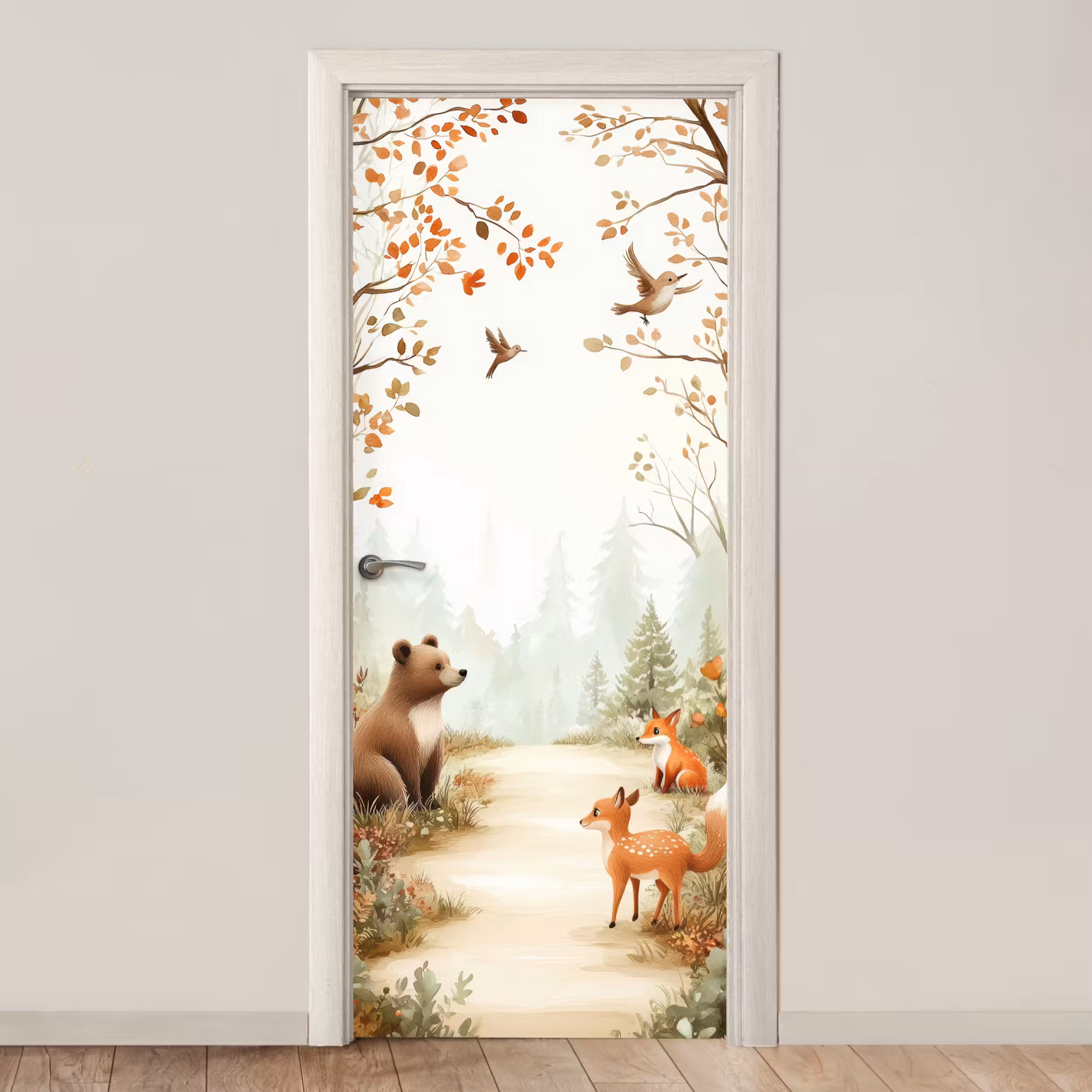 Deursticker - Bos - Herfst - Bosdieren - Beer - Vos