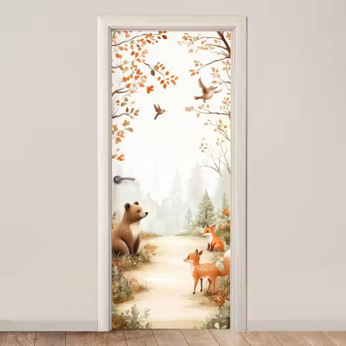 Deursticker - Bos - Herfst - Bosdieren - Beer - Vos