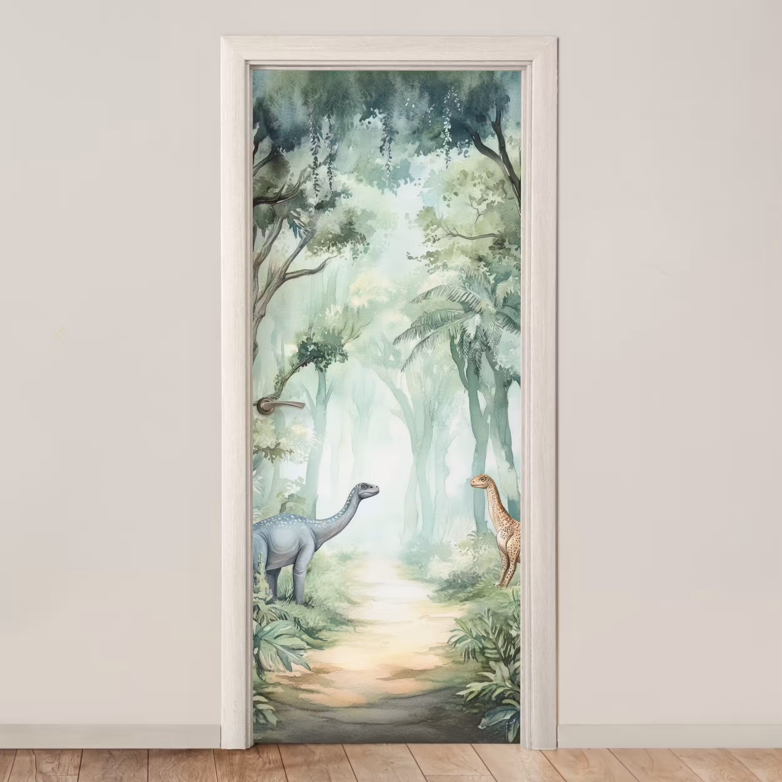 Deursticker - Dino - Jungle - Dinosaurus - Groen